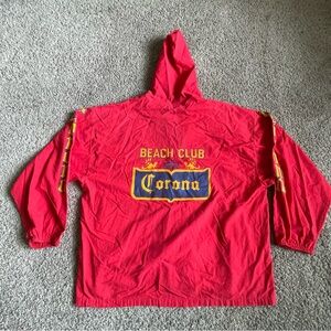 Vtg Corona Beer Mulegé Baja California Sur Red Beach Poncho Hoodie Size XL